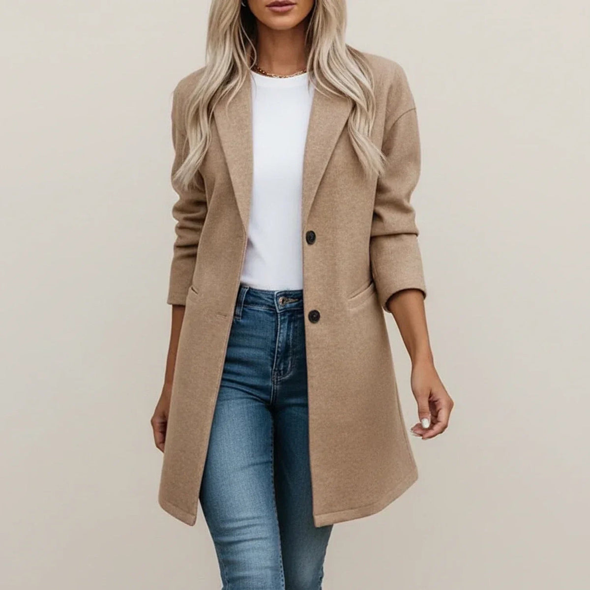 Leonas | Longline Blazer with Wide Lapels and Pockets