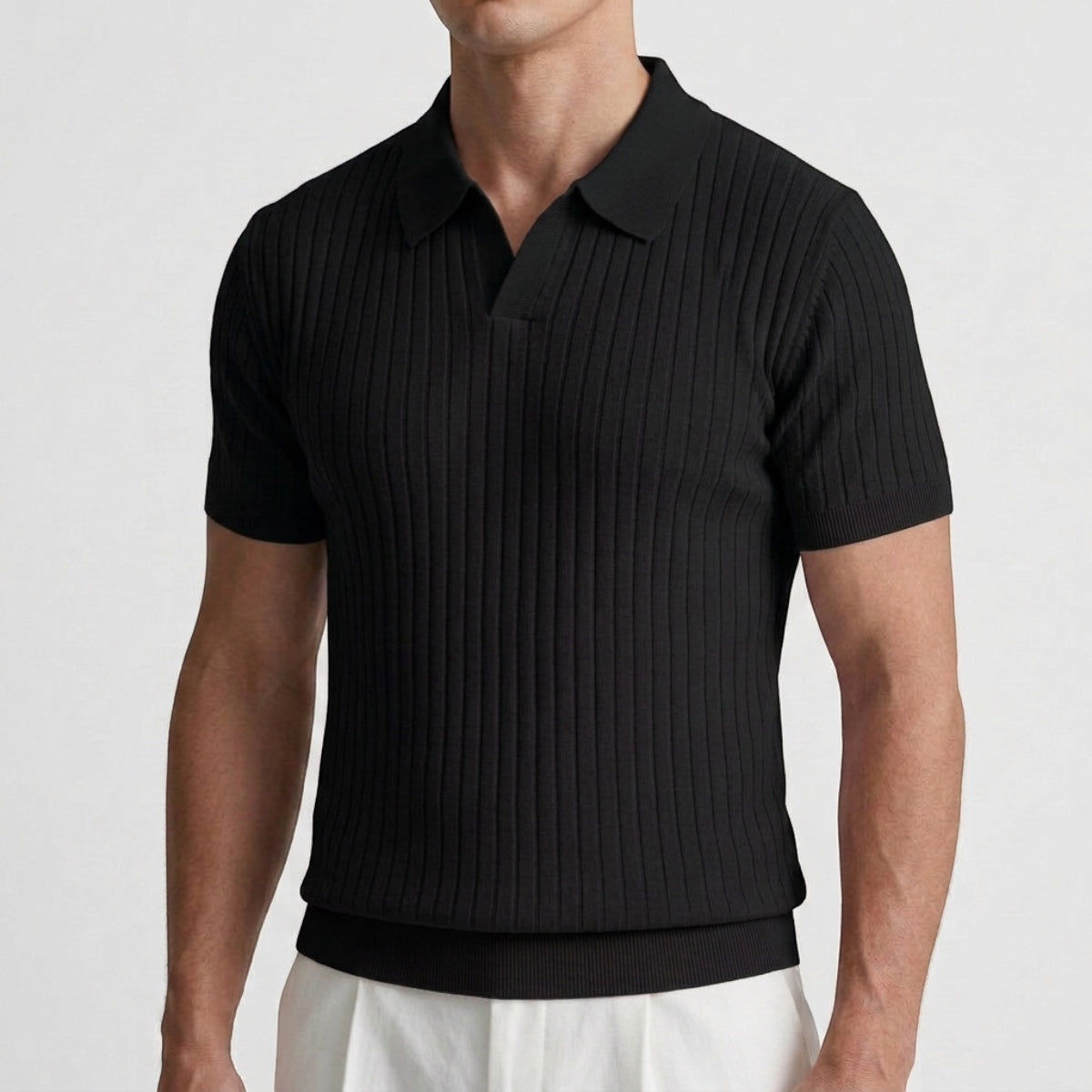 Tiburcio | Ribbed Polo Shirt with Short Sleeves
