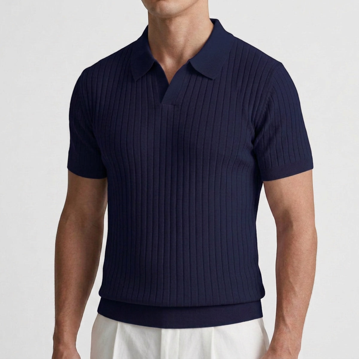 Tiburcio | Ribbed Polo Shirt with Short Sleeves