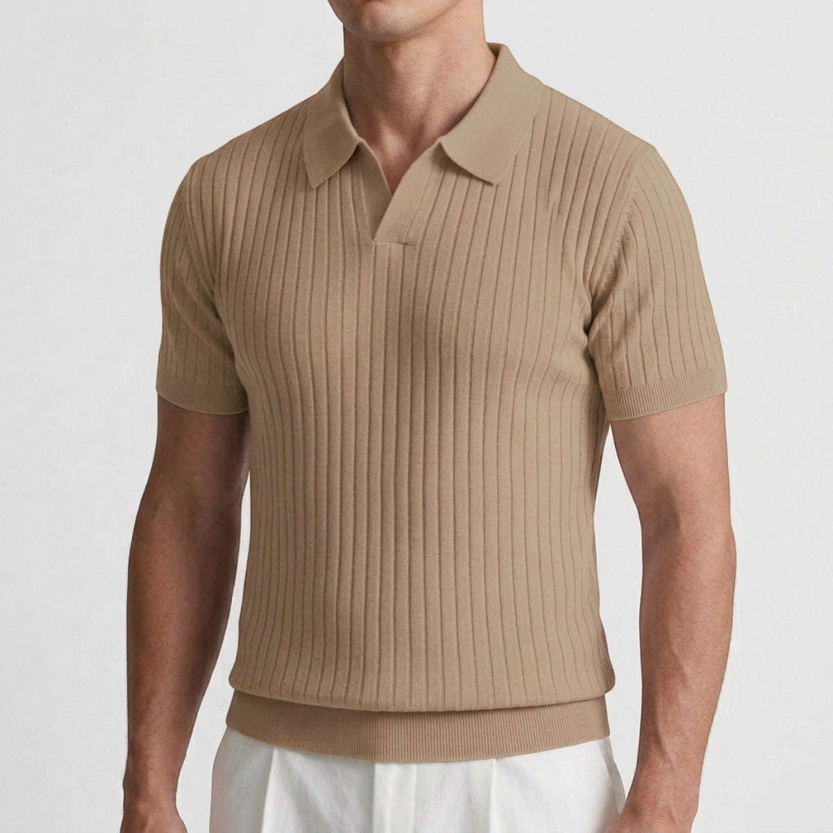 Tiburcio | Ribbed Polo Shirt with Short Sleeves