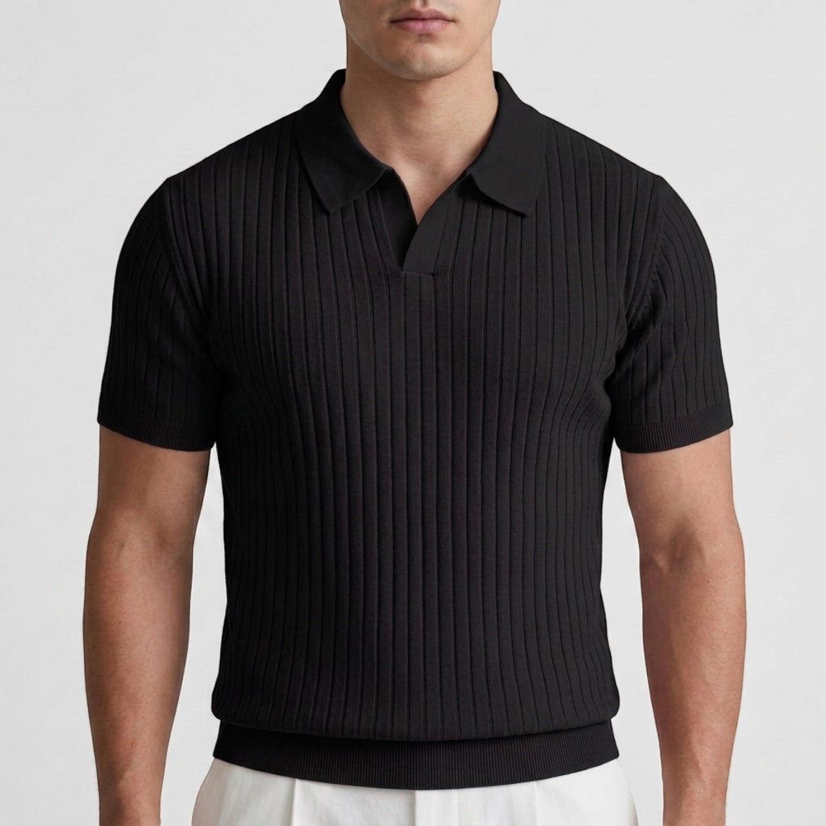 Tiburcio | Ribbed Polo Shirt with Short Sleeves