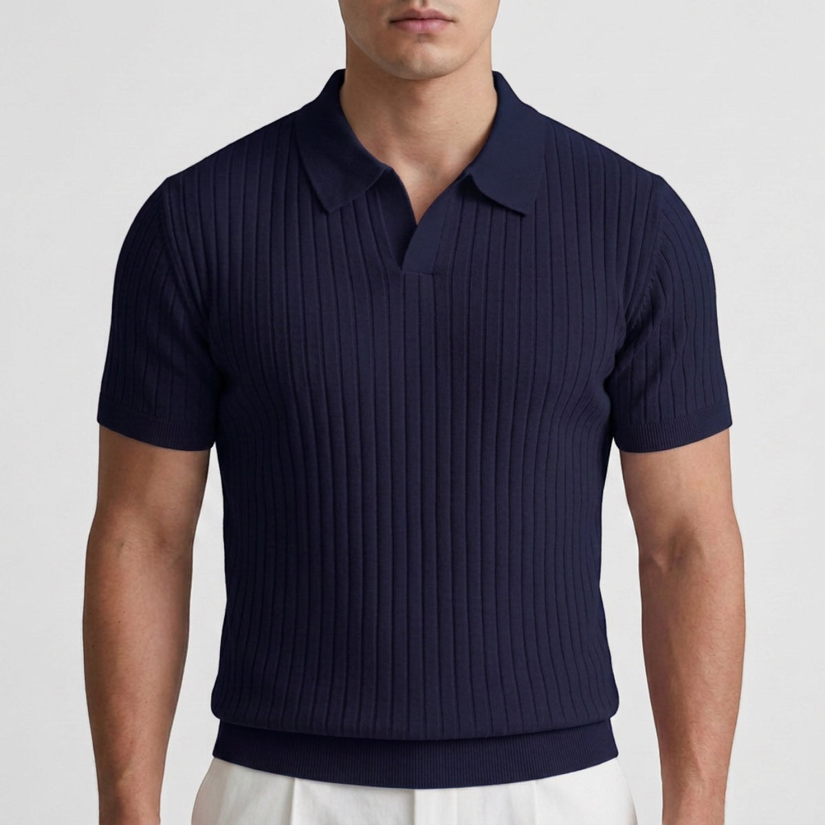 Tiburcio | Ribbed Polo Shirt with Short Sleeves