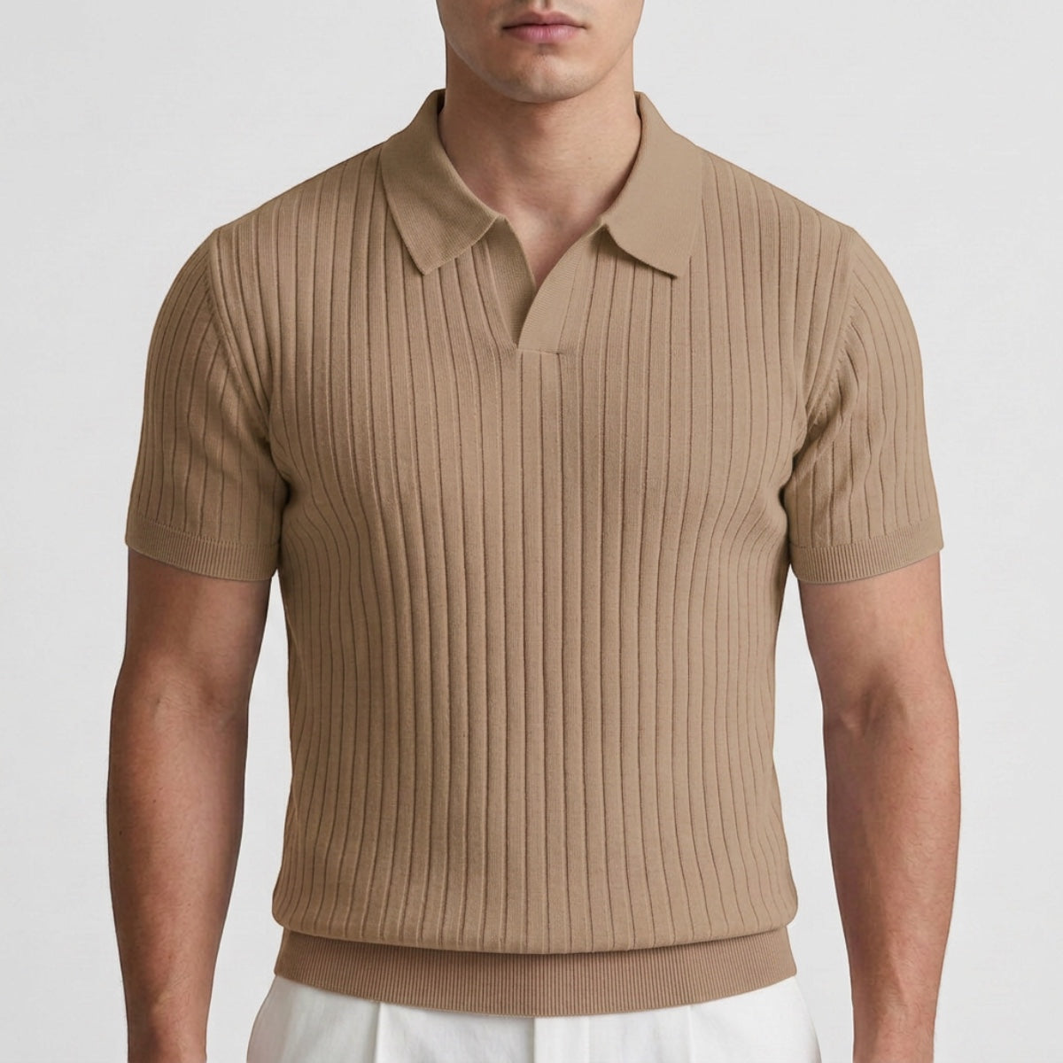 Tiburcio | Ribbed Polo Shirt with Short Sleeves