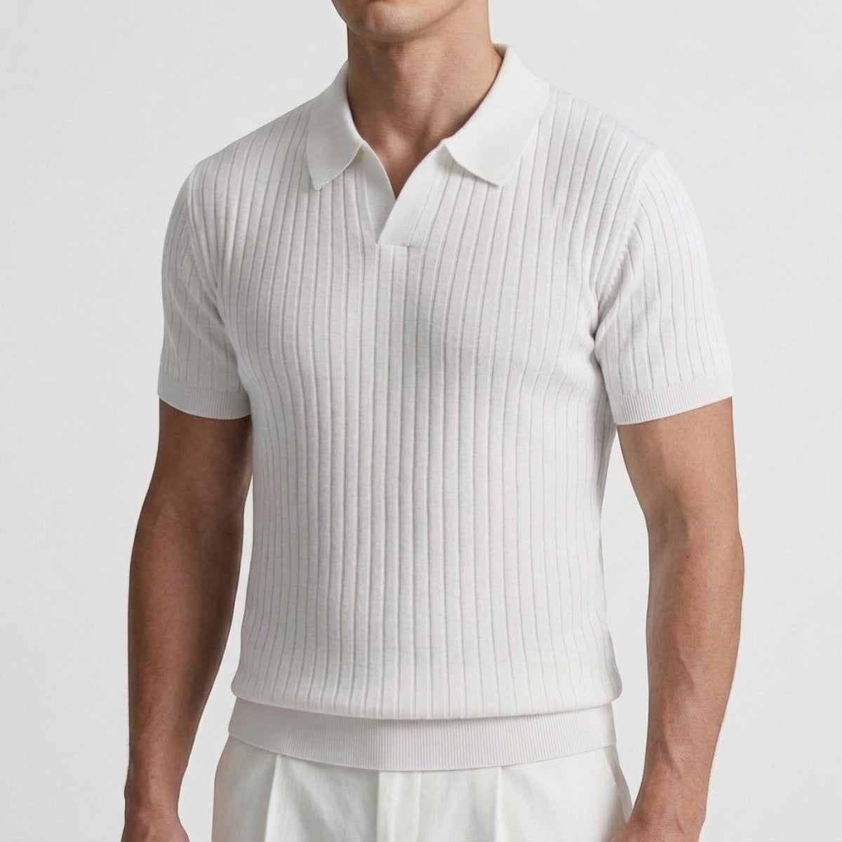 Tiburcio | Ribbed Polo Shirt with Short Sleeves