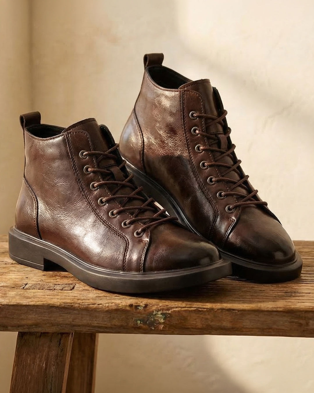 Kervens | Ankle Boots Brown Black Lace-Up