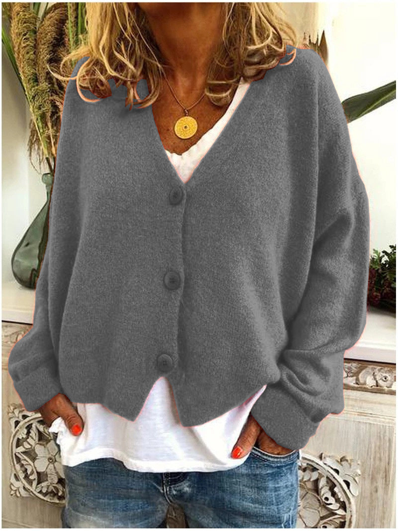 Monique | Button-Front V-Neck Knitted Cardigan