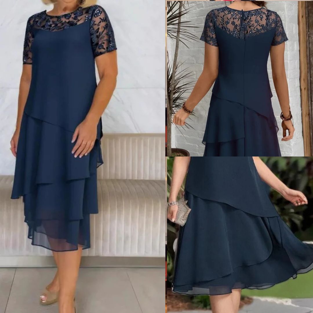Relasha - Layered Midi Lace Sleeve Dress