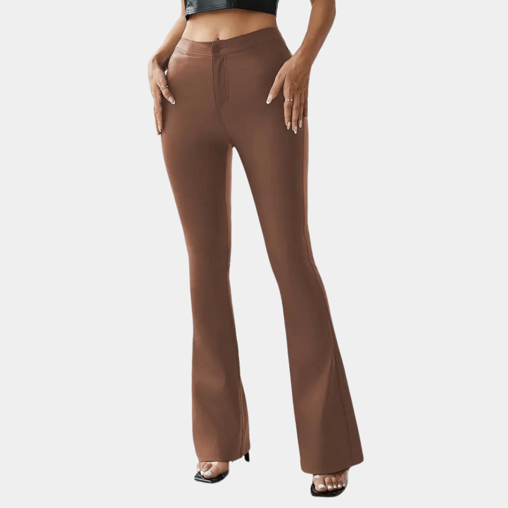 Belem | High Waist Flared Trousers with Leather Look