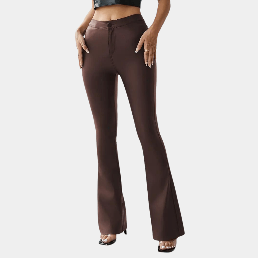 Belem | High Waist Flared Trousers with Leather Look