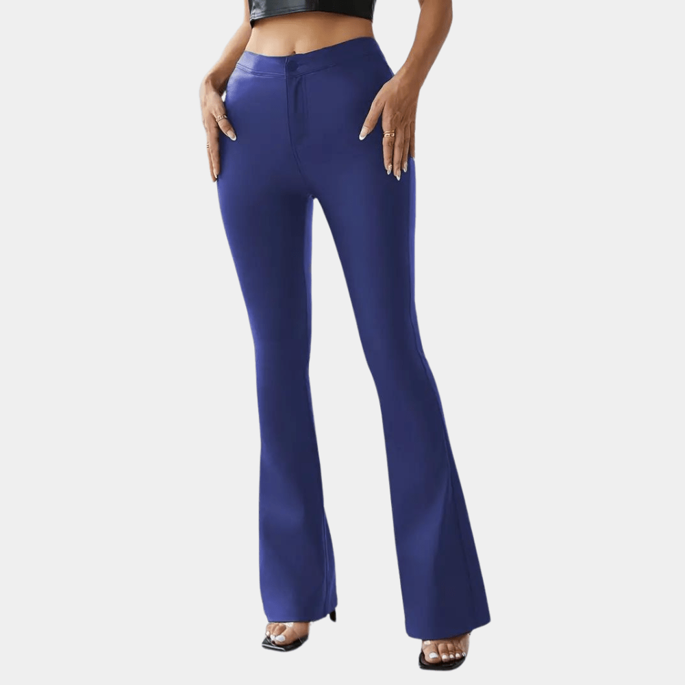 Belem | High Waist Flared Trousers with Leather Look