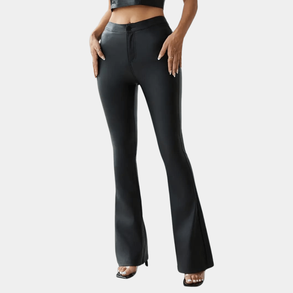 Belem | High Waist Flared Trousers with Leather Look