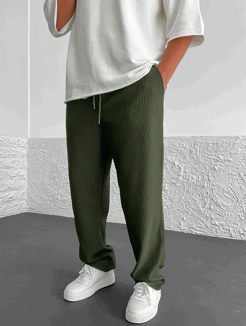 Eliezer | Relaxed Fit Ribbed Drawstring Trousers
