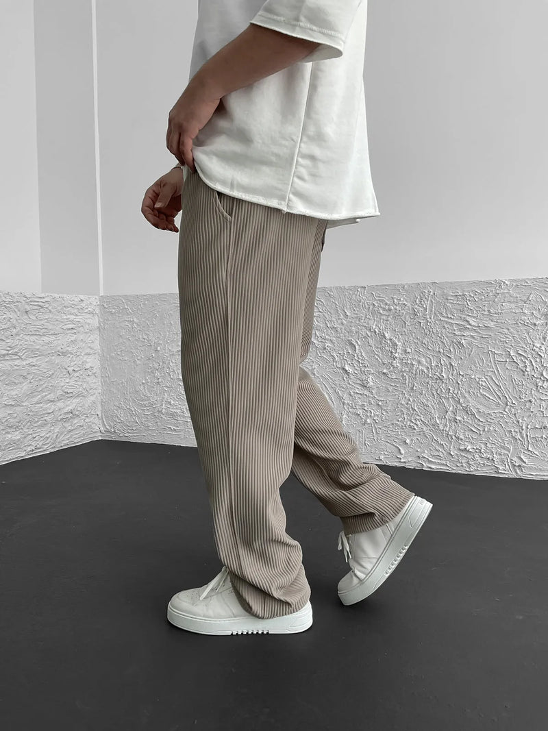 Eliezer | Relaxed Fit Ribbed Drawstring Trousers