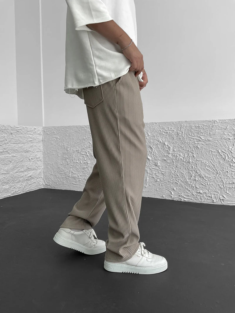 Eliezer | Relaxed Fit Ribbed Drawstring Trousers