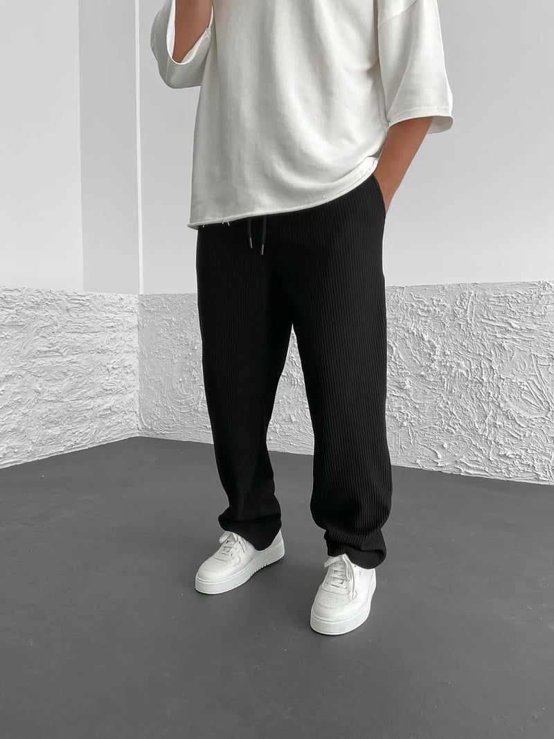 Eliezer | Relaxed Fit Ribbed Drawstring Trousers