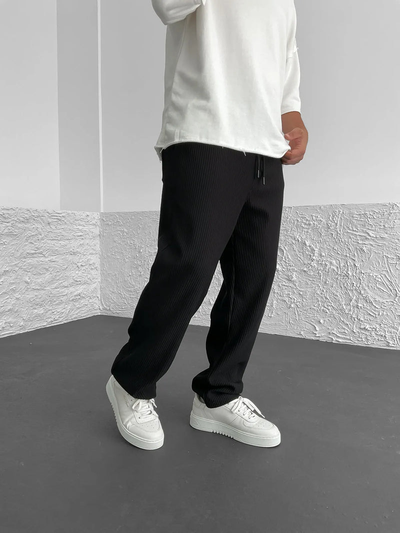 Eliezer | Relaxed Fit Ribbed Drawstring Trousers