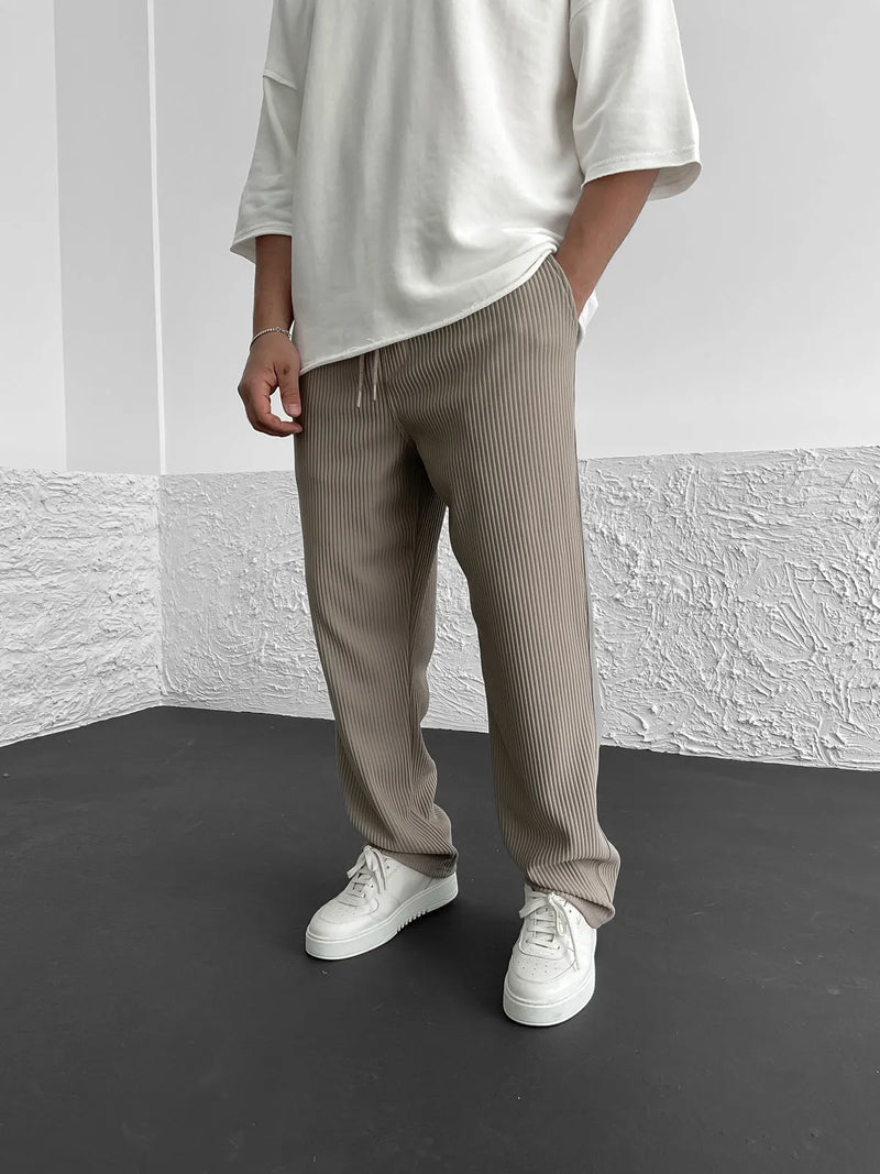Eliezer | Relaxed Fit Ribbed Drawstring Trousers
