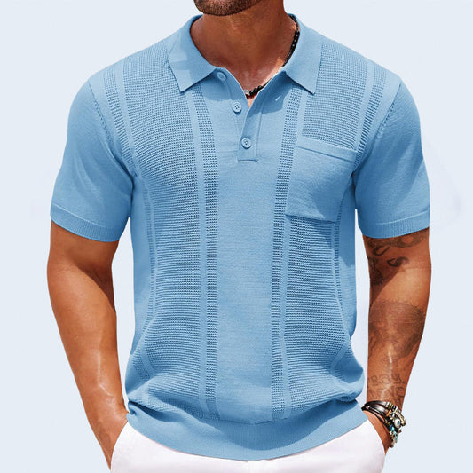 Gunther | Short Sleeve Textured Knit Polo Shirt