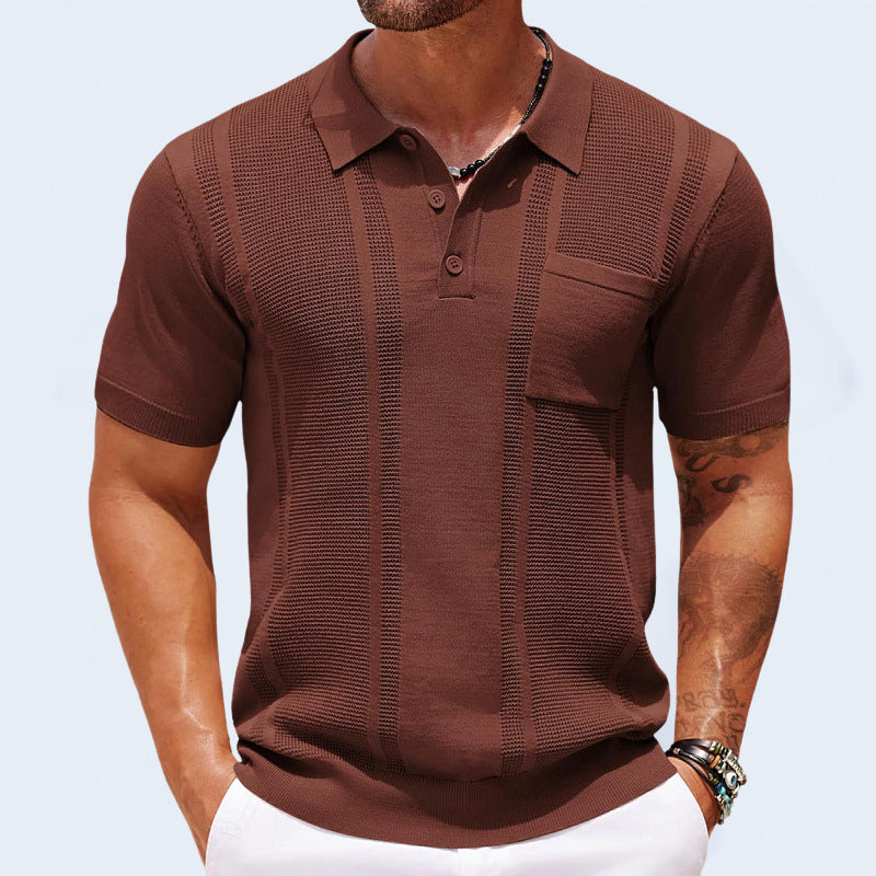Gunther | Short Sleeve Textured Knit Polo Shirt