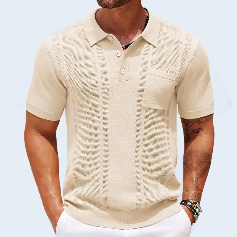 Gunther | Short Sleeve Textured Knit Polo Shirt