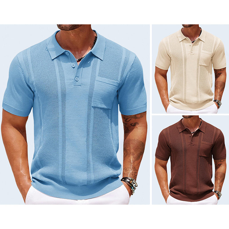 Gunther | Short Sleeve Textured Knit Polo Shirt