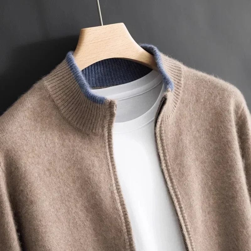 Corbin | Zip Front Stand Collar Knit Cardigan