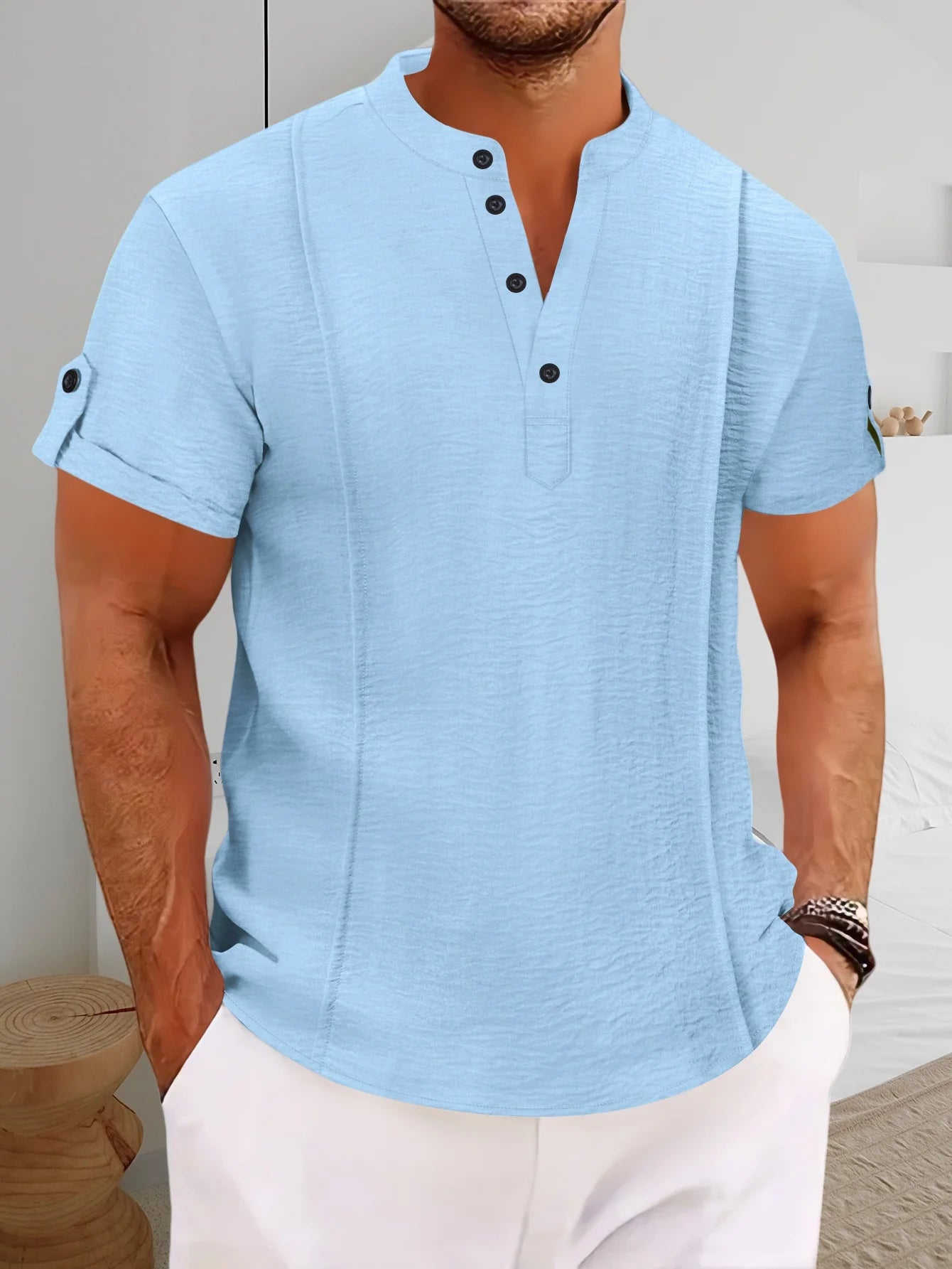 Joe | Short Sleeve Button Neck Shirt