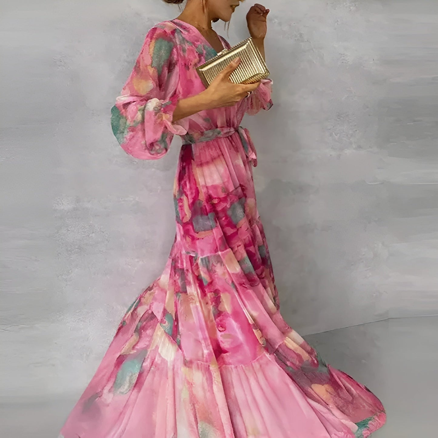 Marizanne | Floral Print Long Sleeve Wrap Maxi Dress