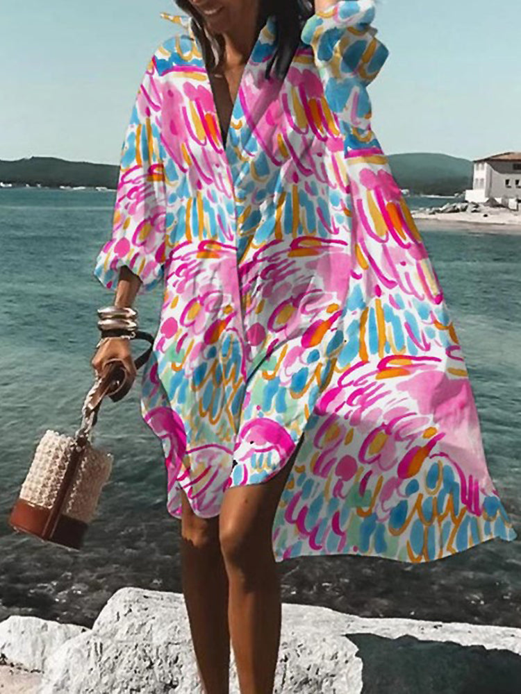 Calogera | Loose Fit Printed Shirt Dress