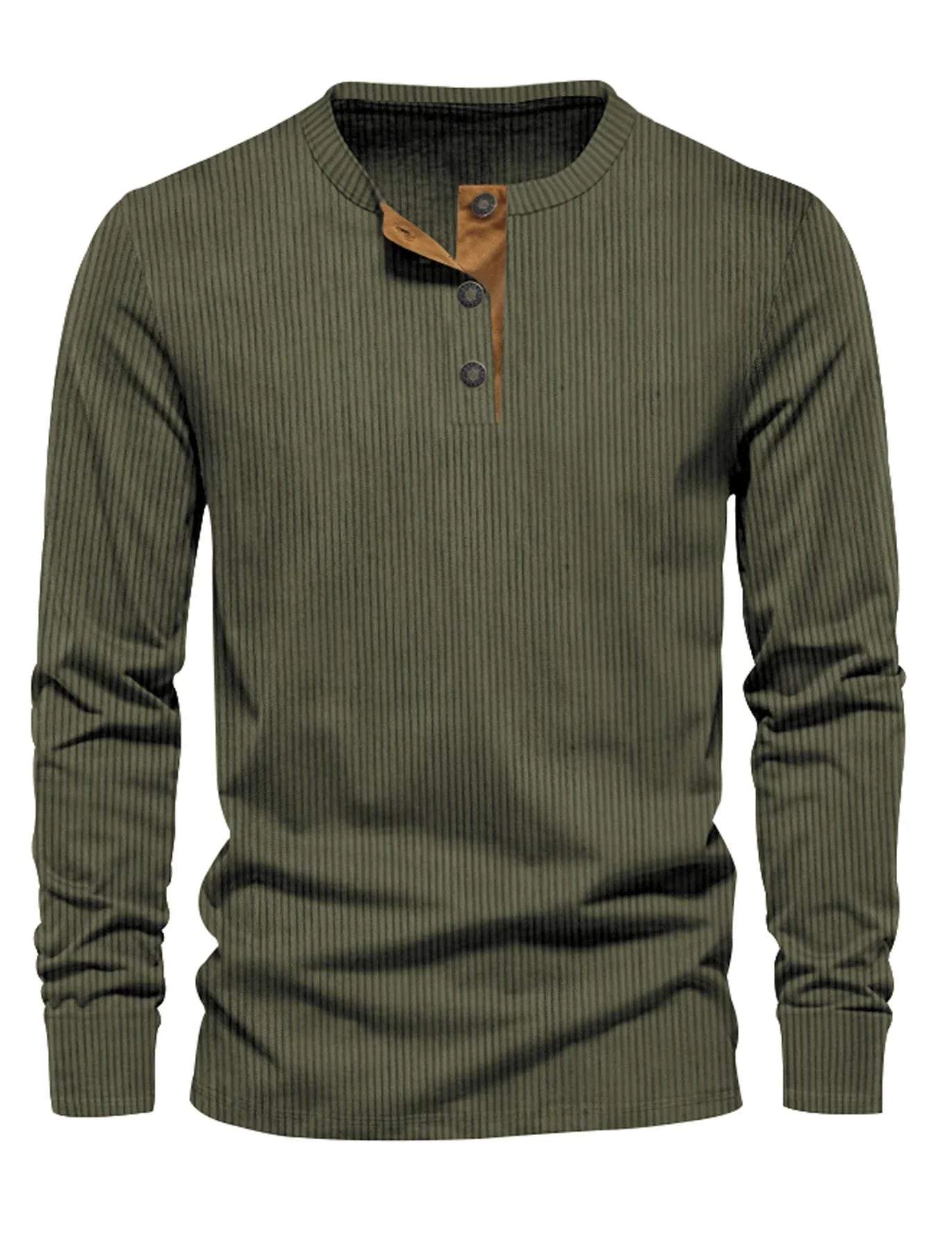 Erasto | Ribbed Long-Sleeve Henley Neck Top
