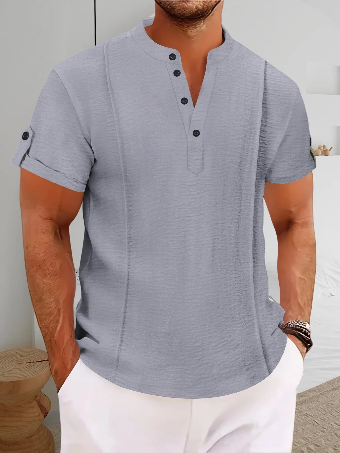 Joe | Short Sleeve Button Neck Shirt