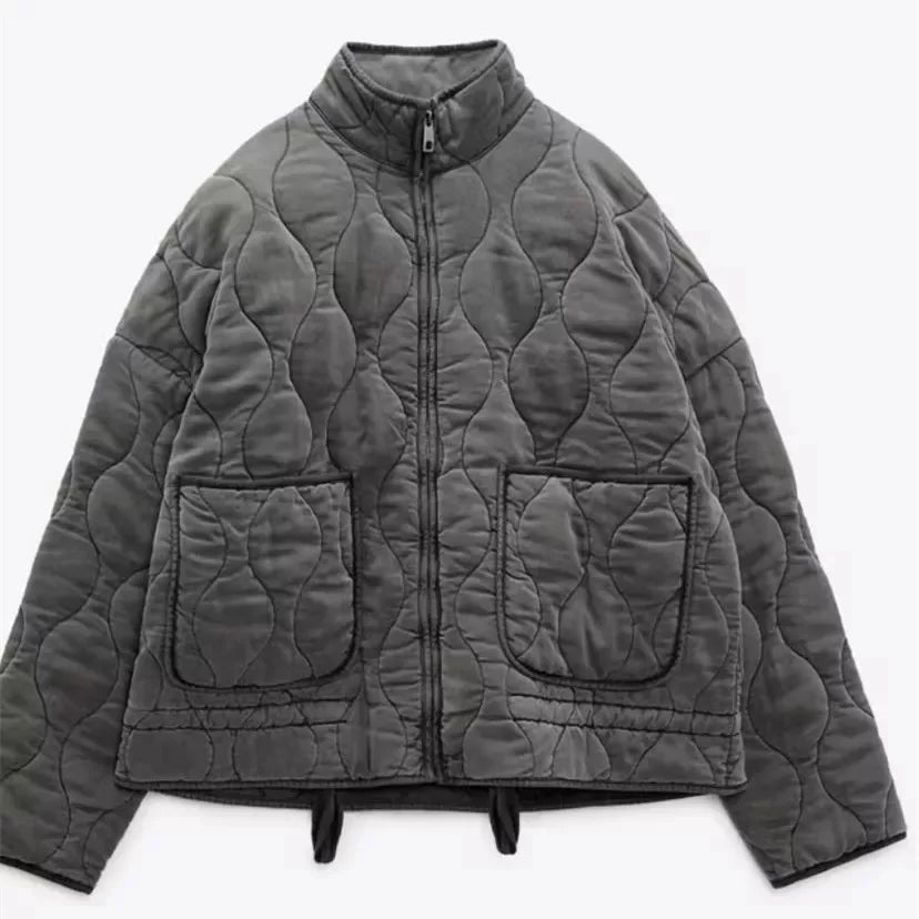 Pascale | Quilted Zip-Up Stand Collar Jacket