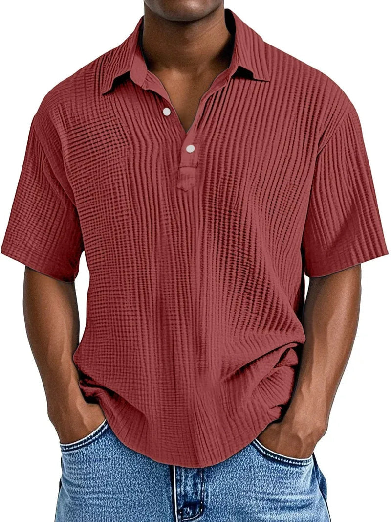 Hauser | Textured Short Sleeve Polo Shirt