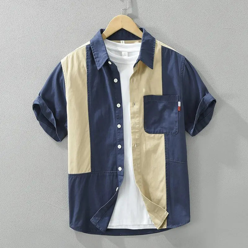 Biagio | Short Sleeve Colour Block Button Shirt