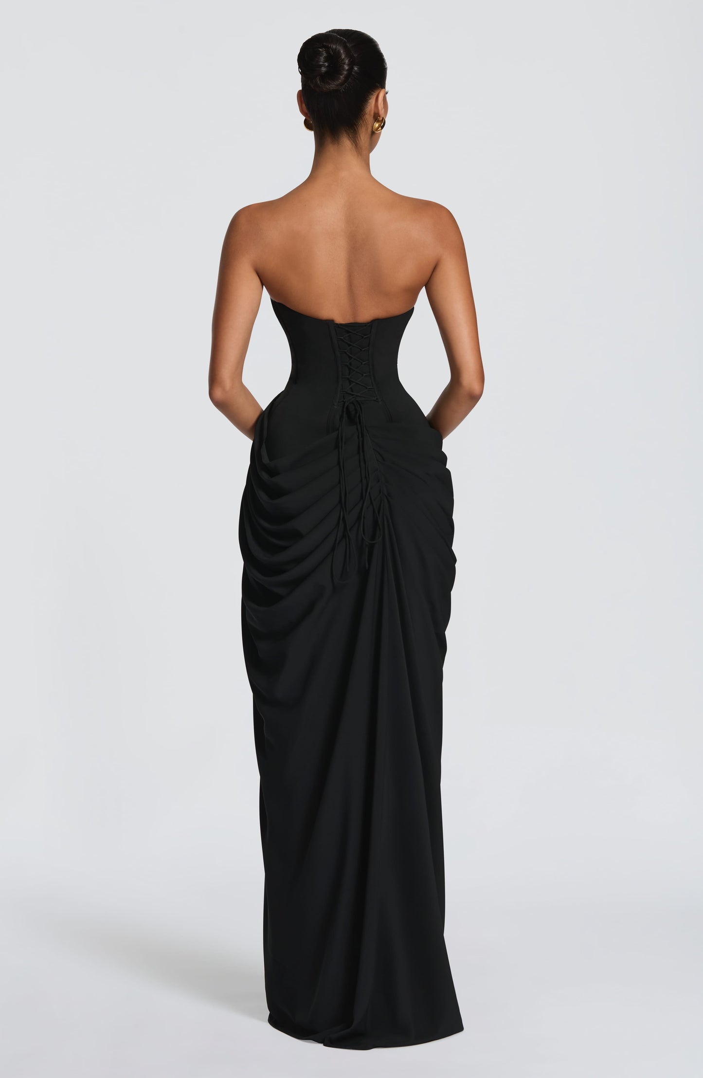 Narja | Strapless Ruched Maxi Dress High Split