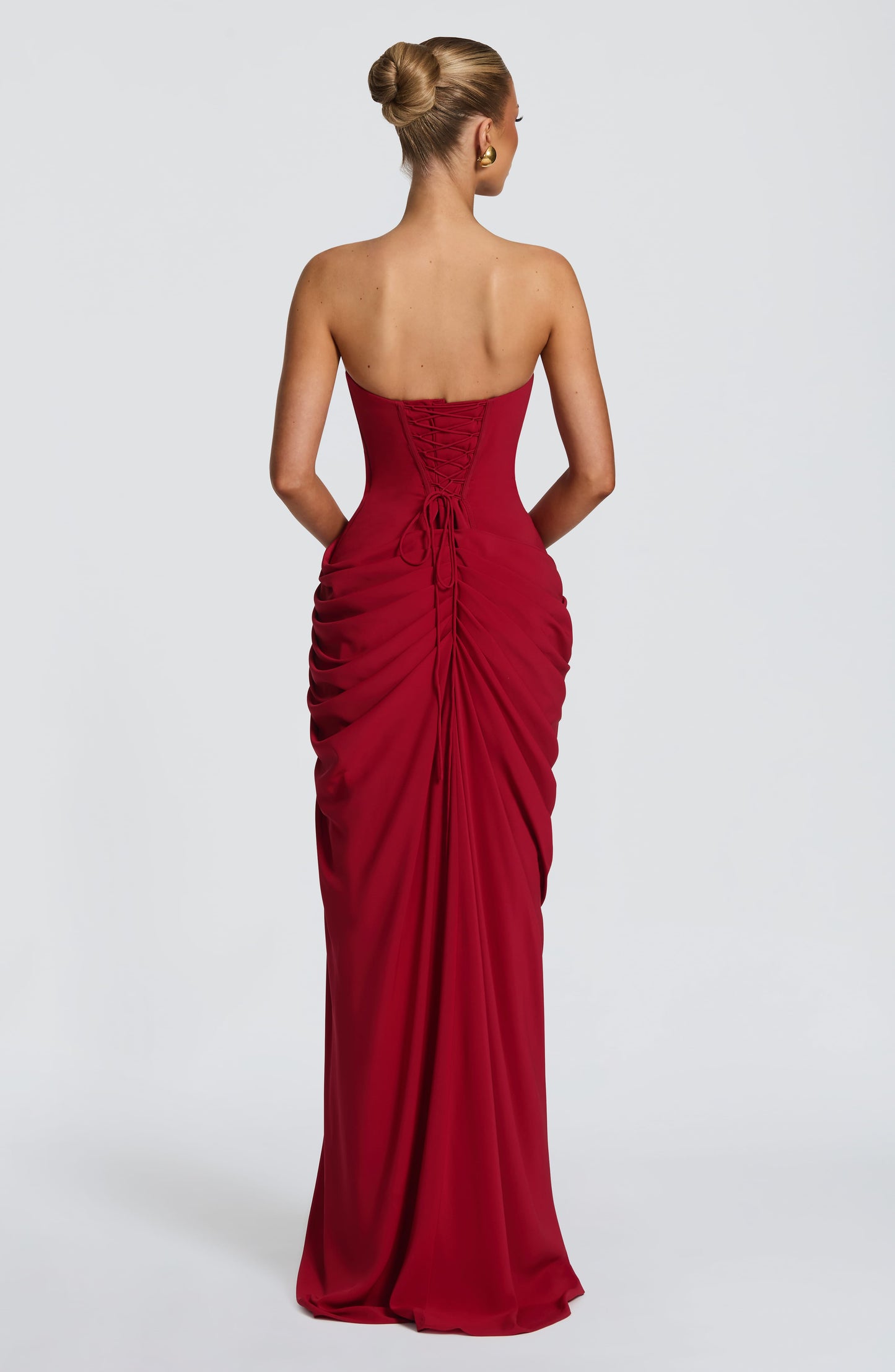 Narja | Strapless Ruched Maxi Dress High Split