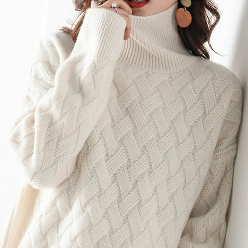 Rachael | Textured Knit Turtleneck Jumper Long Sleeve