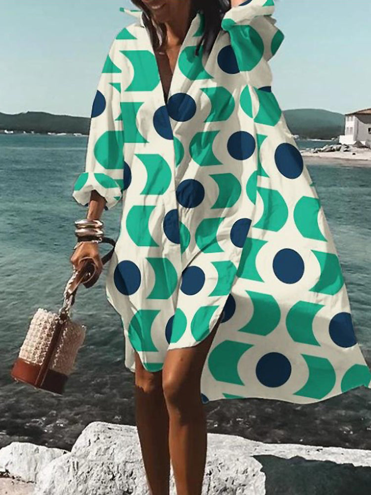 Calogera | Loose Fit Printed Shirt Dress