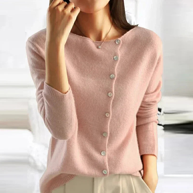 Wessels | Cardigan with Asymmetric Neckline and Button Closure