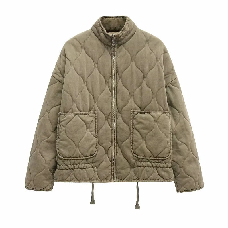 Pascale | Quilted Zip-Up Stand Collar Jacket