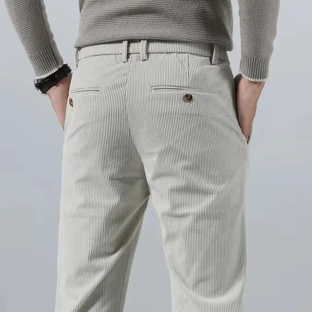 Damian | Slim Fit Trousers with Ribbed Texture