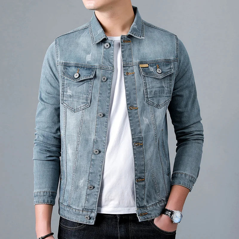 Emeterio | Denim Jacket Long-Sleeve Distressed Button-Up