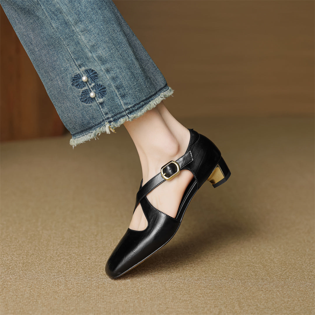 Malena | Block Heel T Strap Mary Jane Shoes