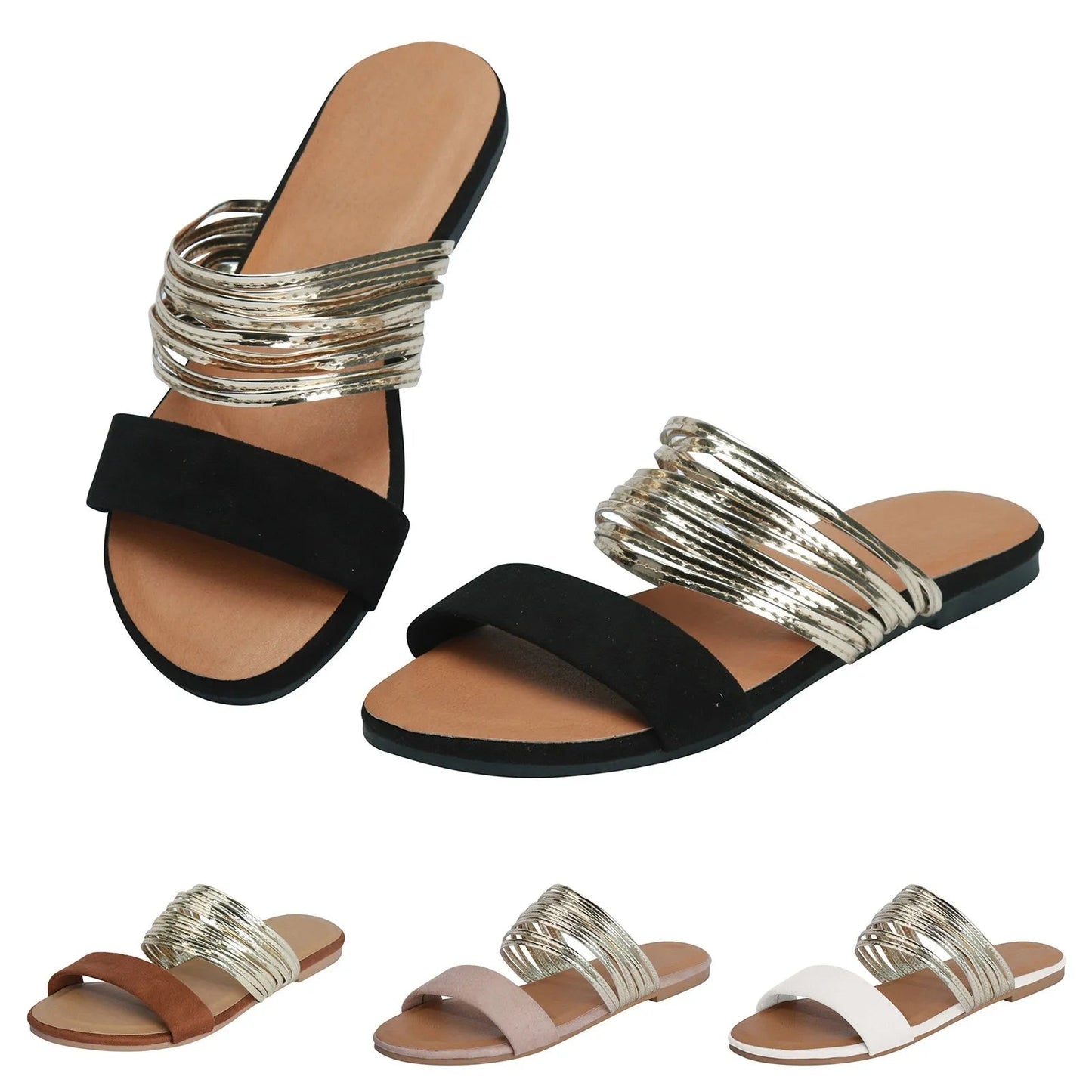 Mukaina | Flat Sandals With Metallic Strap