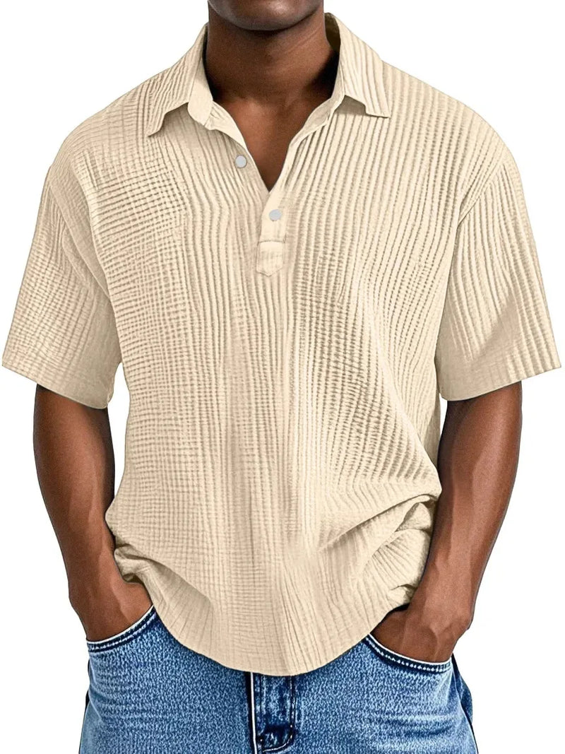 Hauser | Textured Short Sleeve Polo Shirt
