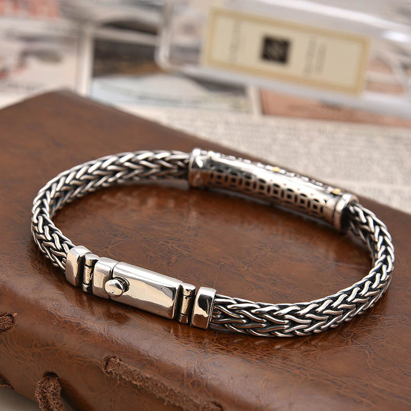Jalair | Braided Chain Metal Clasp Bracelet Silver