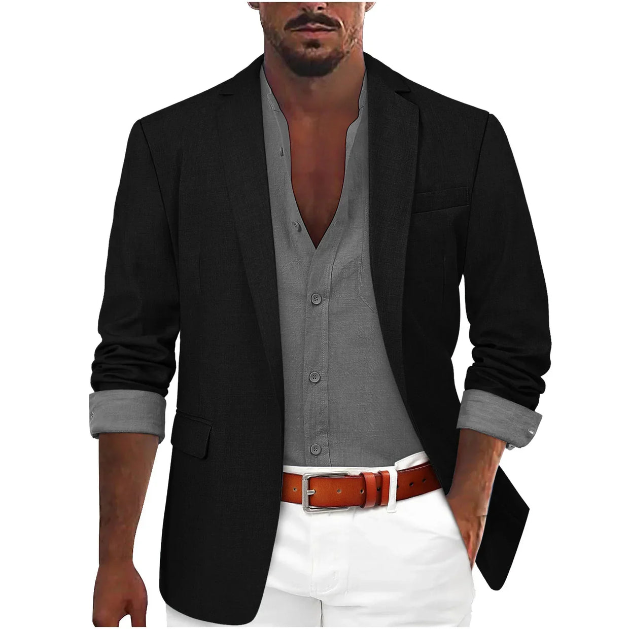 Alanzoka | Blazer Notch Lapel Single-Breasted Jacket