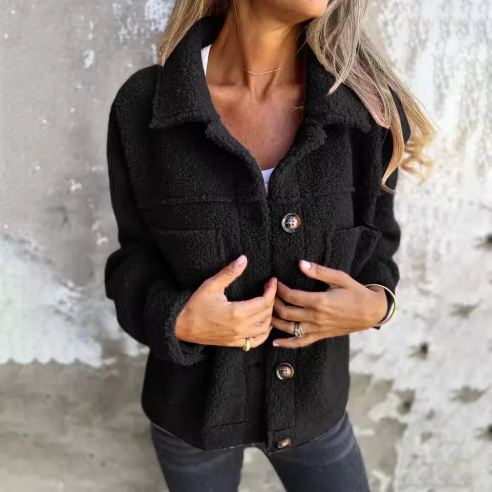 Marbella | Fleece-Style Button Jacket with Chest Pockets