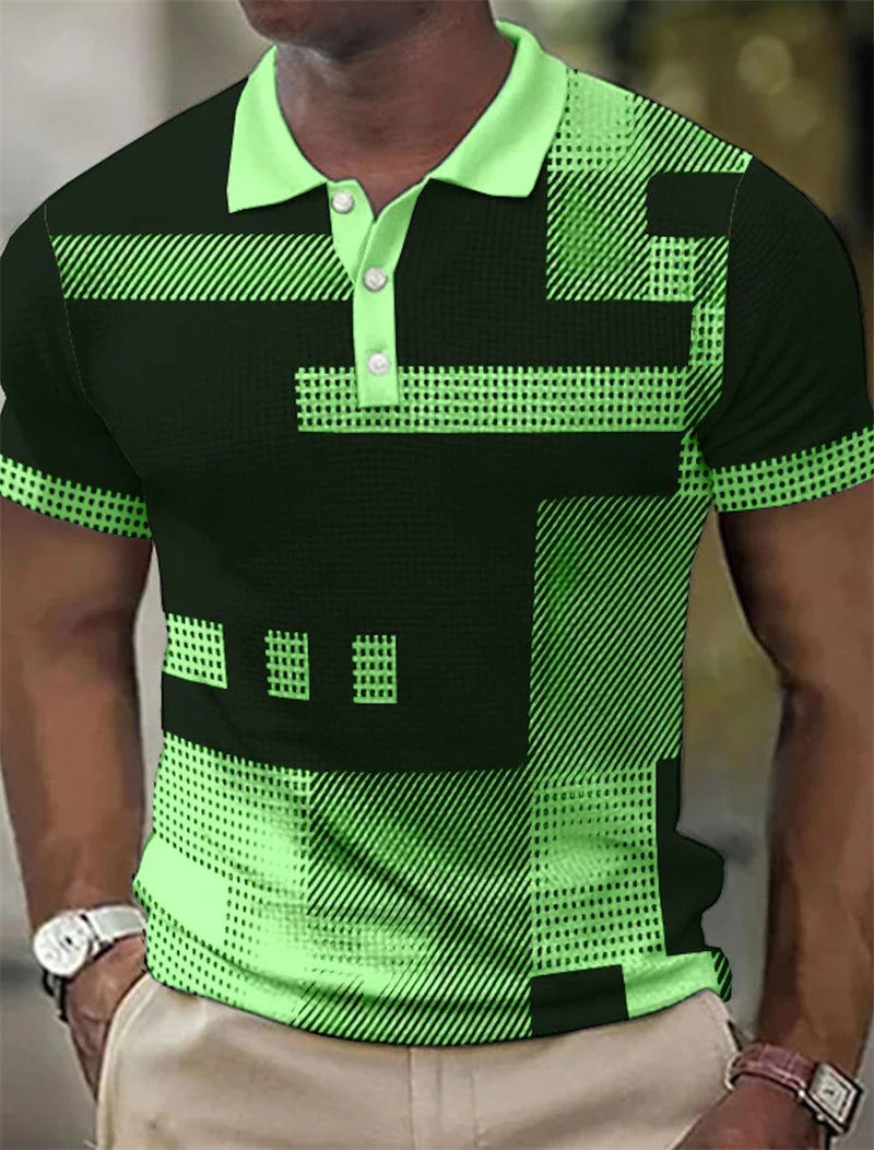 Delbert | Polo Shirt With Geometric Contrast Print
