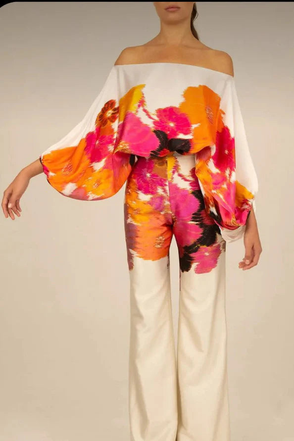 Florine | Two Piece Printed Wide Leg Trouser Set